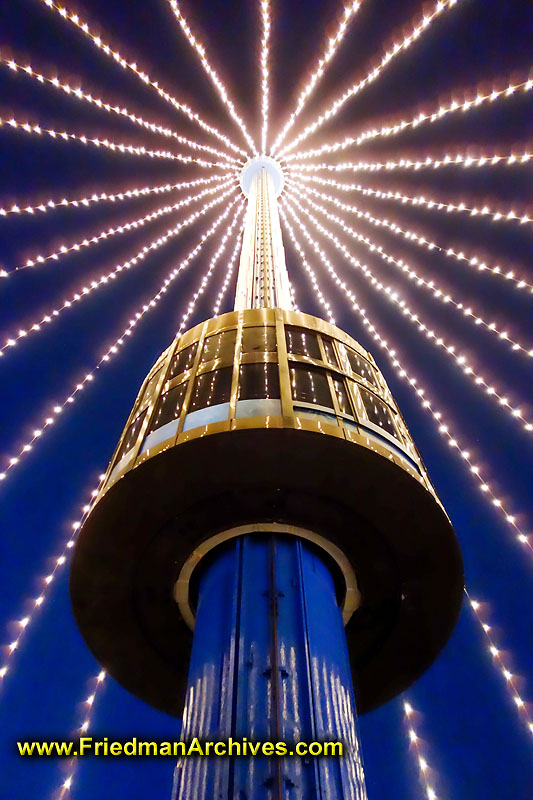 theme park,amusement,park,view,vista,tower,attraction,ride,park,san diego,seaworld,night,blue,dusk,lights,